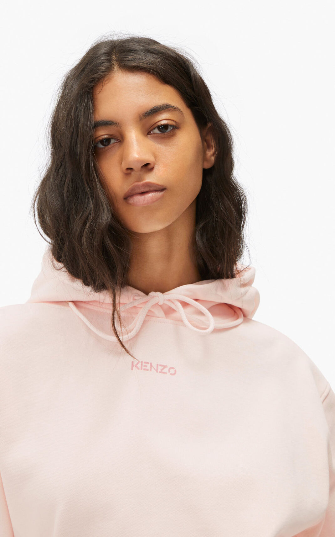 Sweat A Capuche Kenzo Micro Logo Femme Rose | FERA-80124